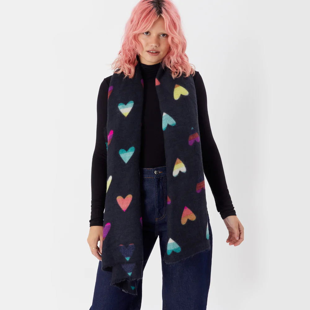 Accessorize London Women's Multi Rainbow Hearts Blanket