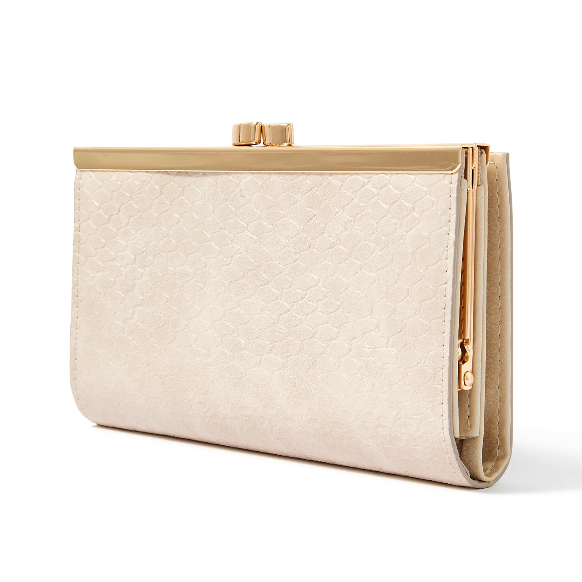 Cream Quilted Leather-Look Bee Midi Purse | New Look