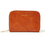 Accessorize London Women's Faux Leather Orange Mid Sized Zip Around Wallet