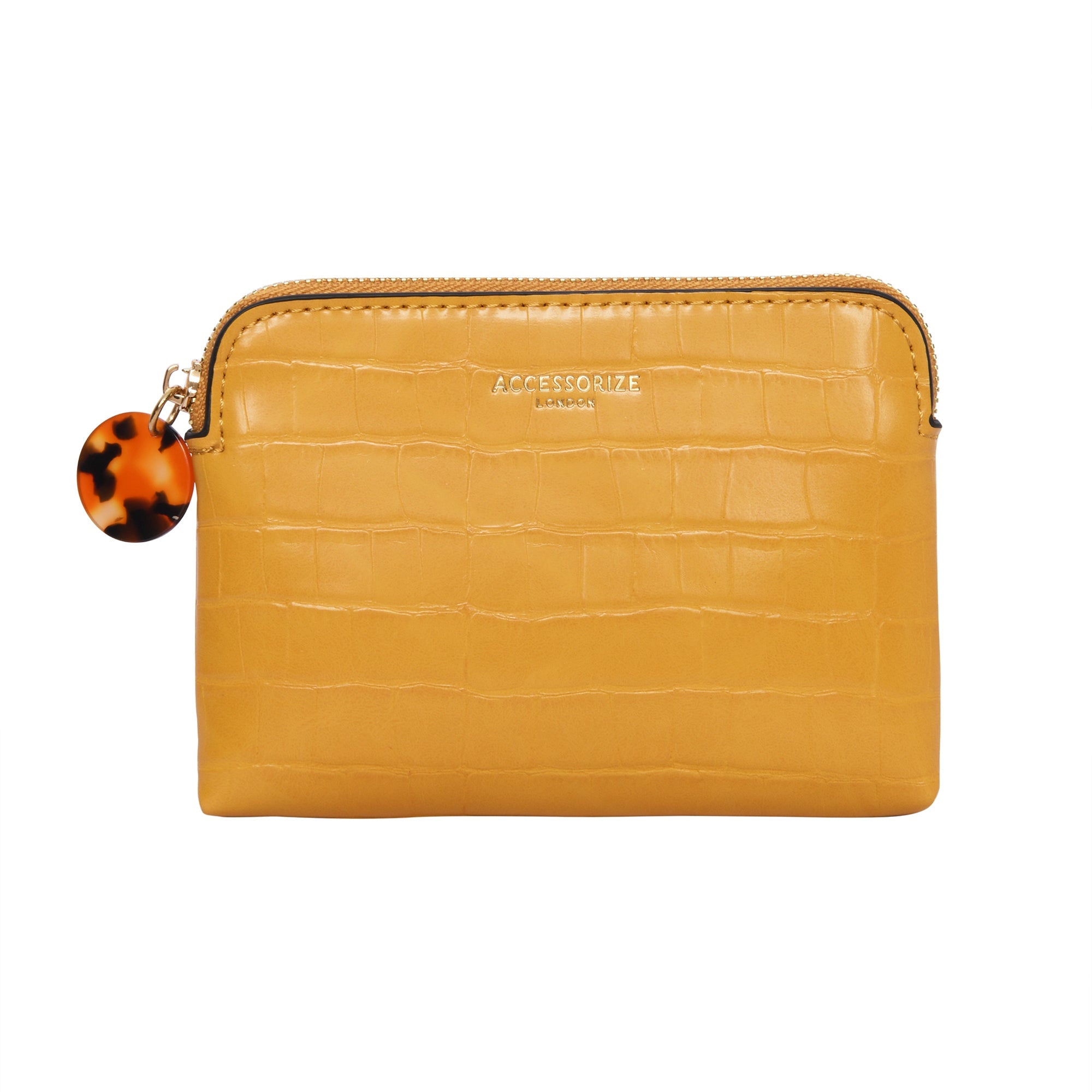 Accessorize London Women's Faux Leather Yellow Resin Croc Coin Purse