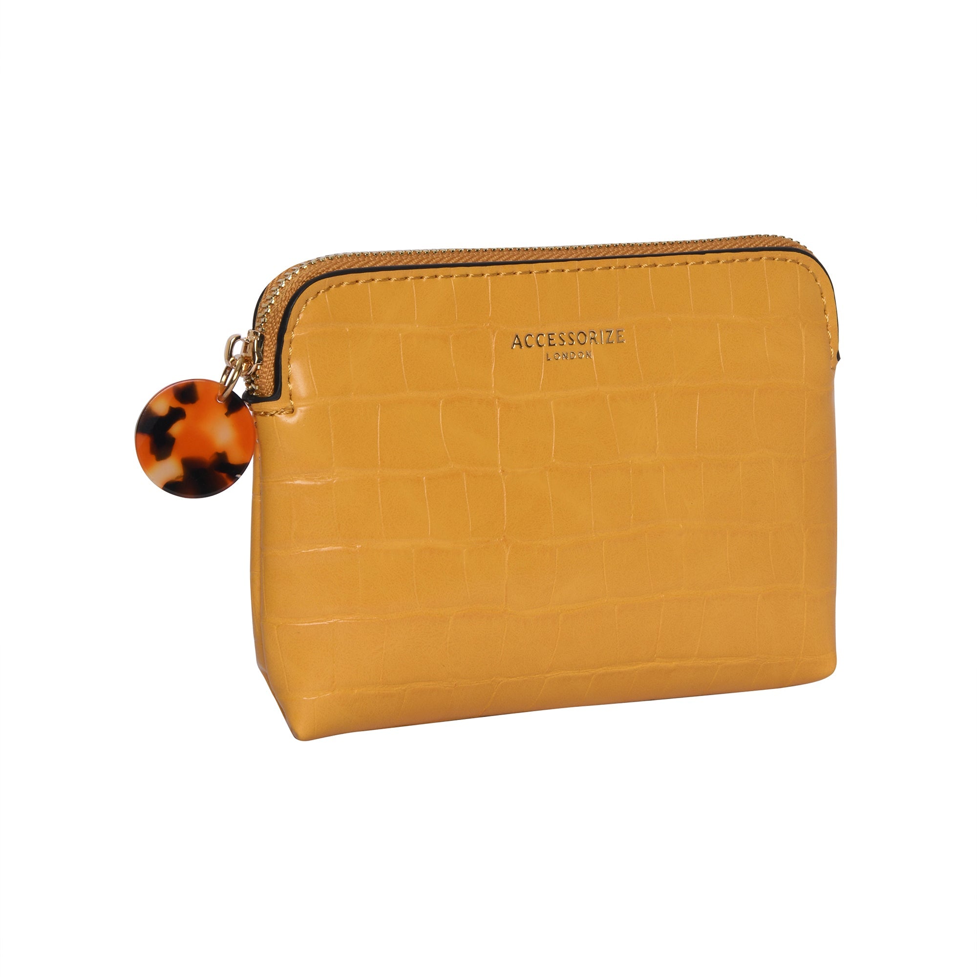 Accessorize London Women's Faux Leather Yellow Resin Croc Coin Purse