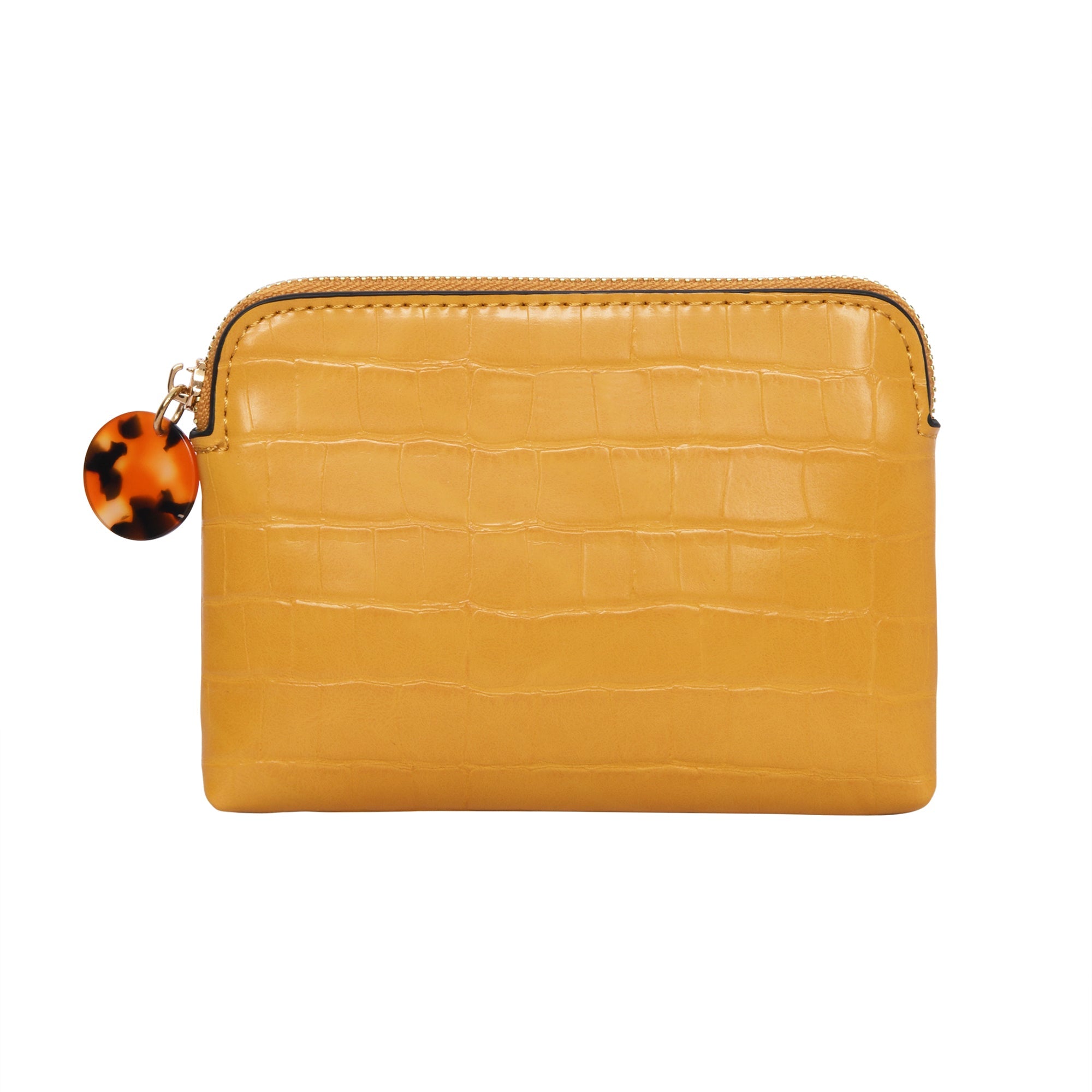 Accessorize London Women's Faux Leather Yellow Resin Croc Coin Purse
