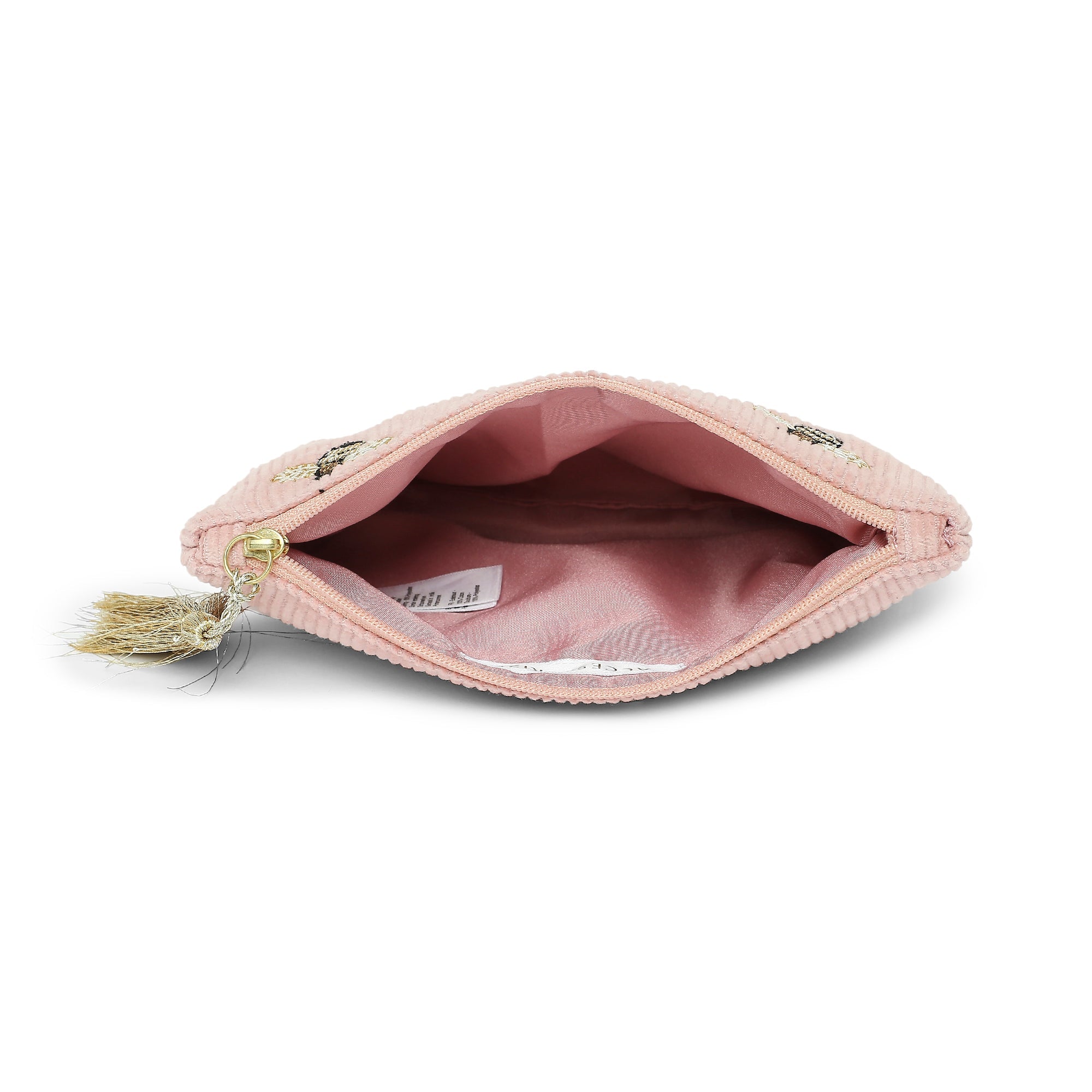 Accessorize London Women's Cotton Pink Bee Embellished Cosmetic Pouch