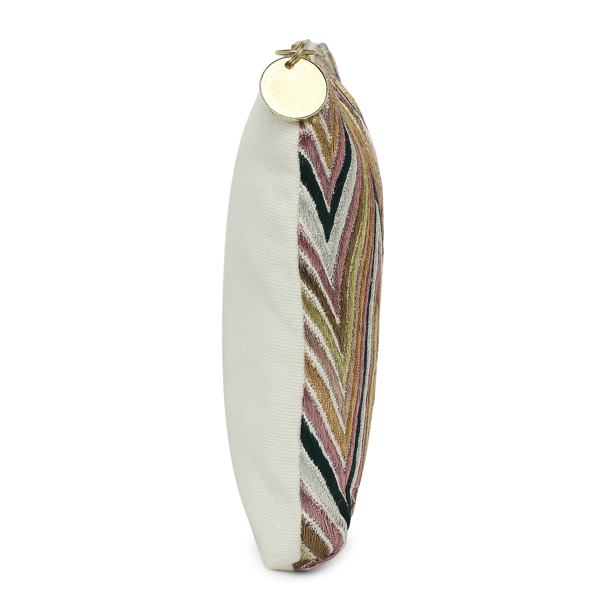 Accessorize London Women's Cotton Green Zig Zag Pouch