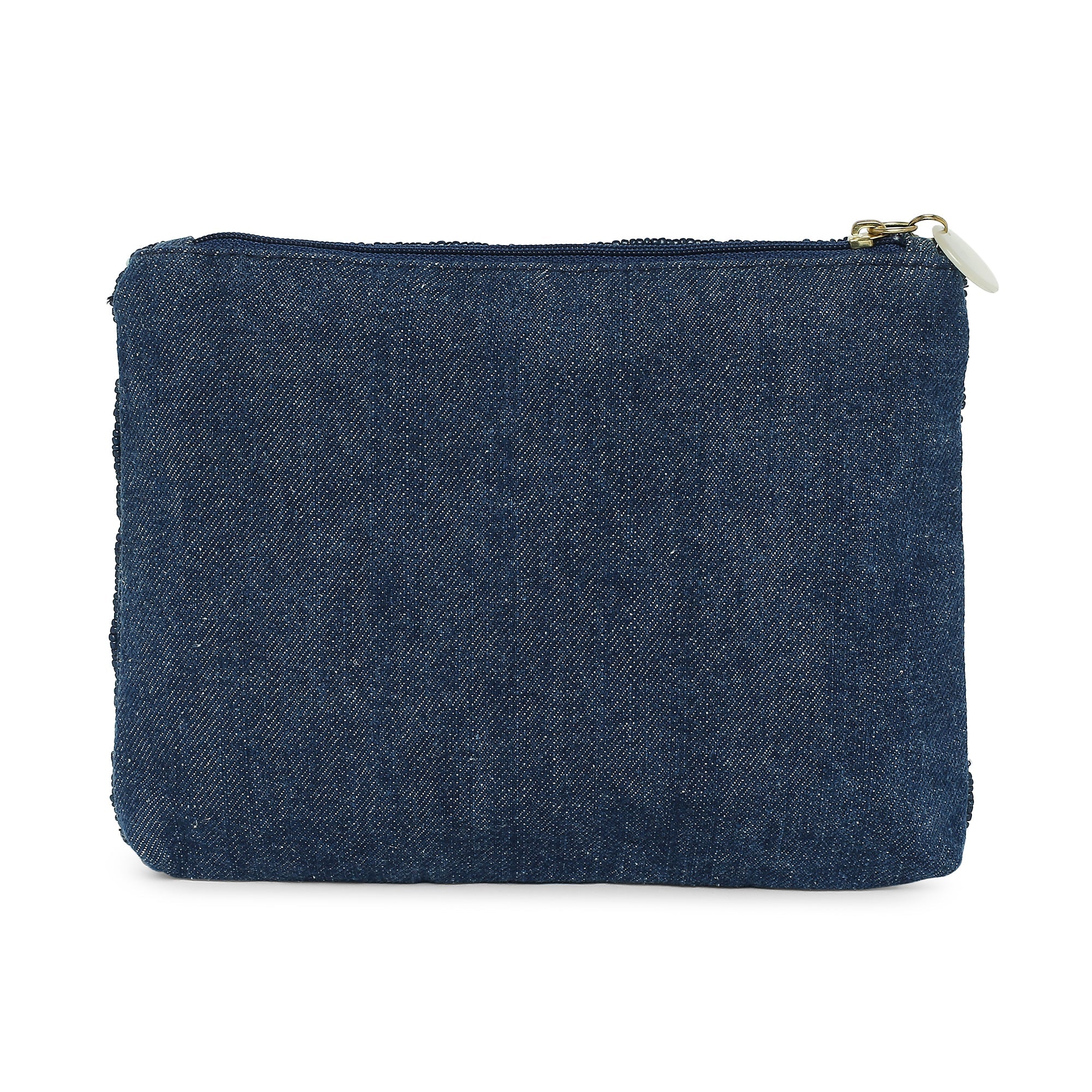 Accessorize London Women's Cotton Blue Rainbow Beaded Pouch