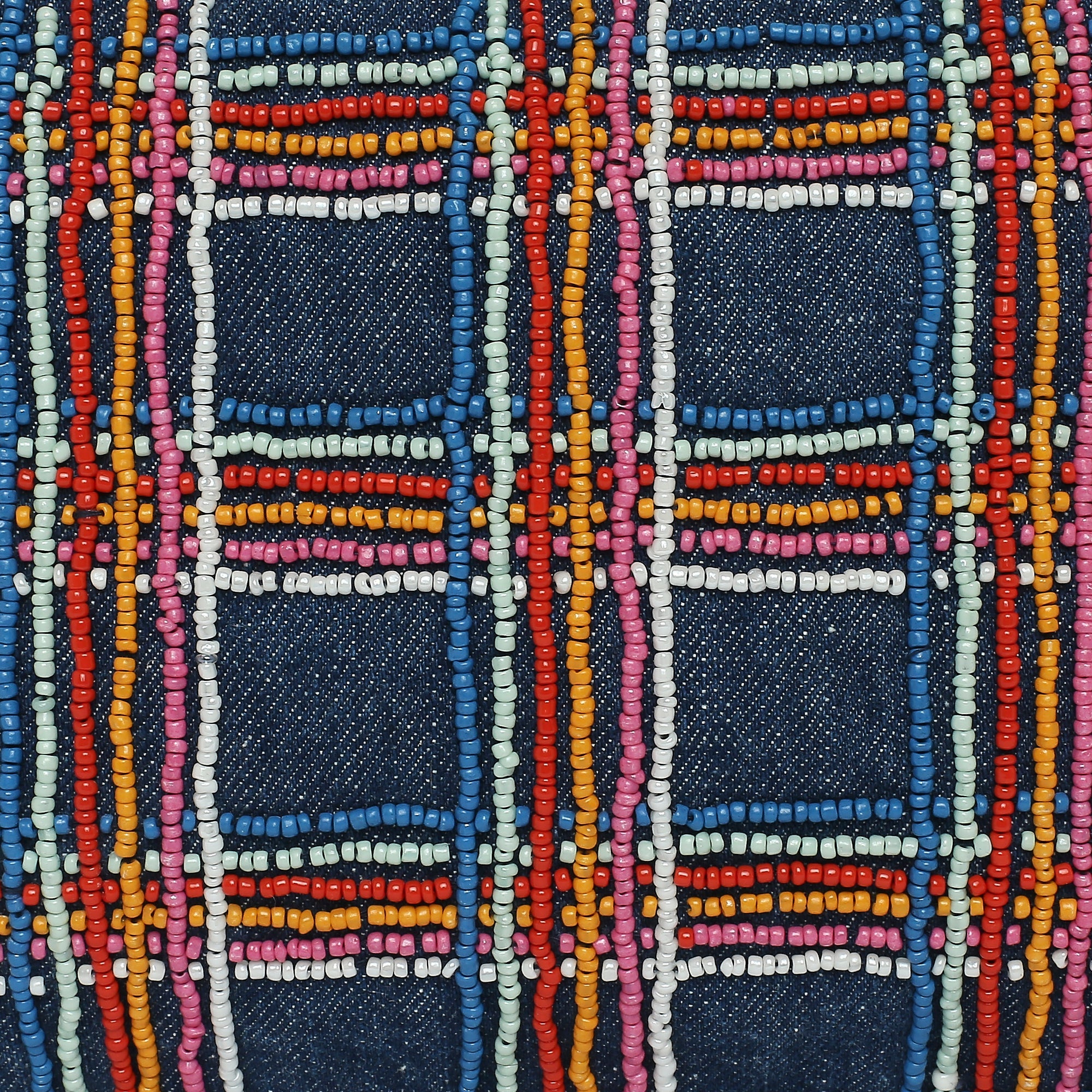 Accessorize London Women's Cotton Blue Rainbow Beaded Pouch