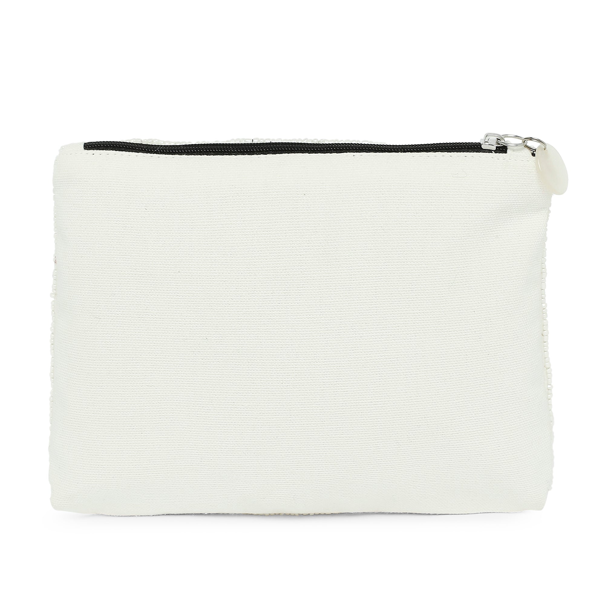 Accessorize London Women's Fabric Black White Dalmatian Beaded Pouch