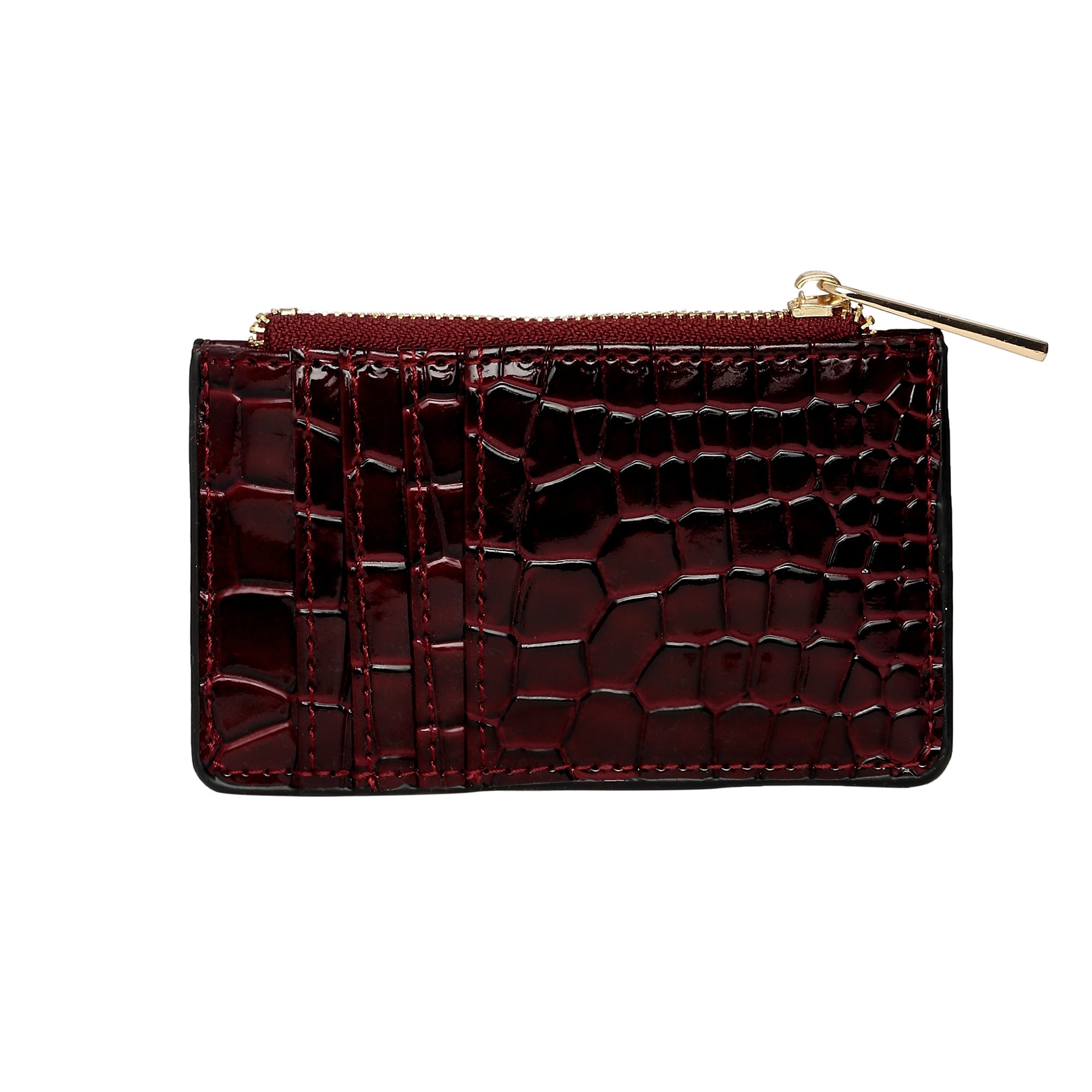 Accessorize London Women's Faux Leather Maroon Patent Cardholder