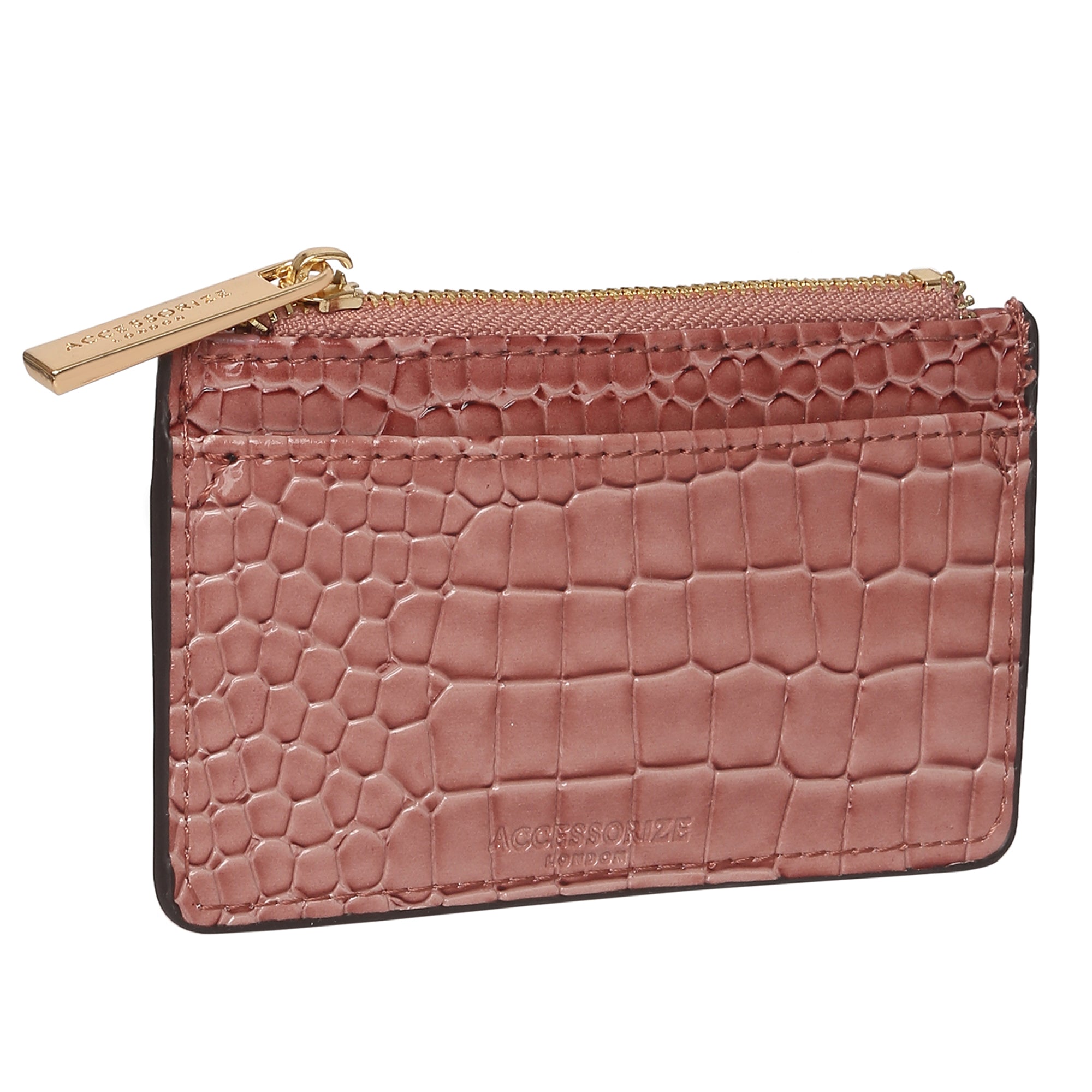 Accessorize London Women's Faux Leather Pink Patent Cardholder