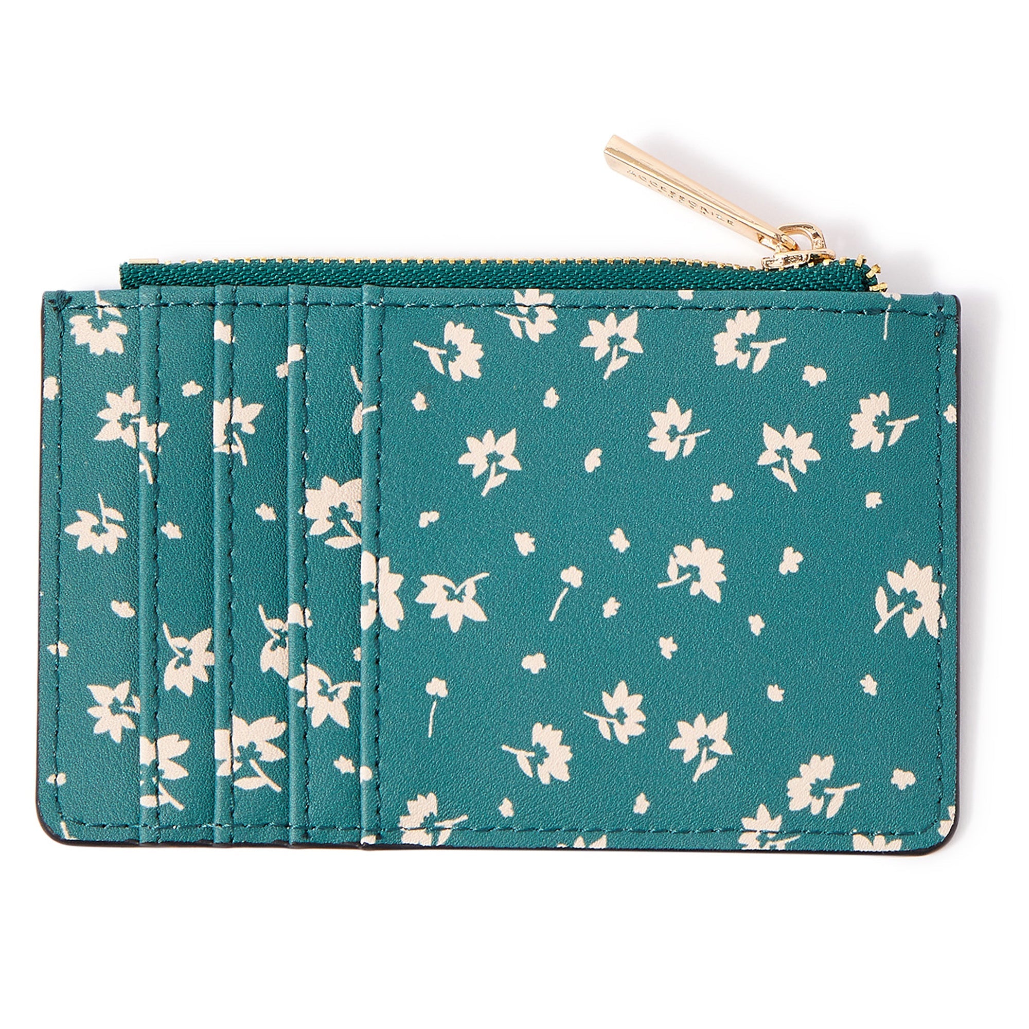 Accessorize London Women's Faux Leather Green Ditsy Print Cardholder