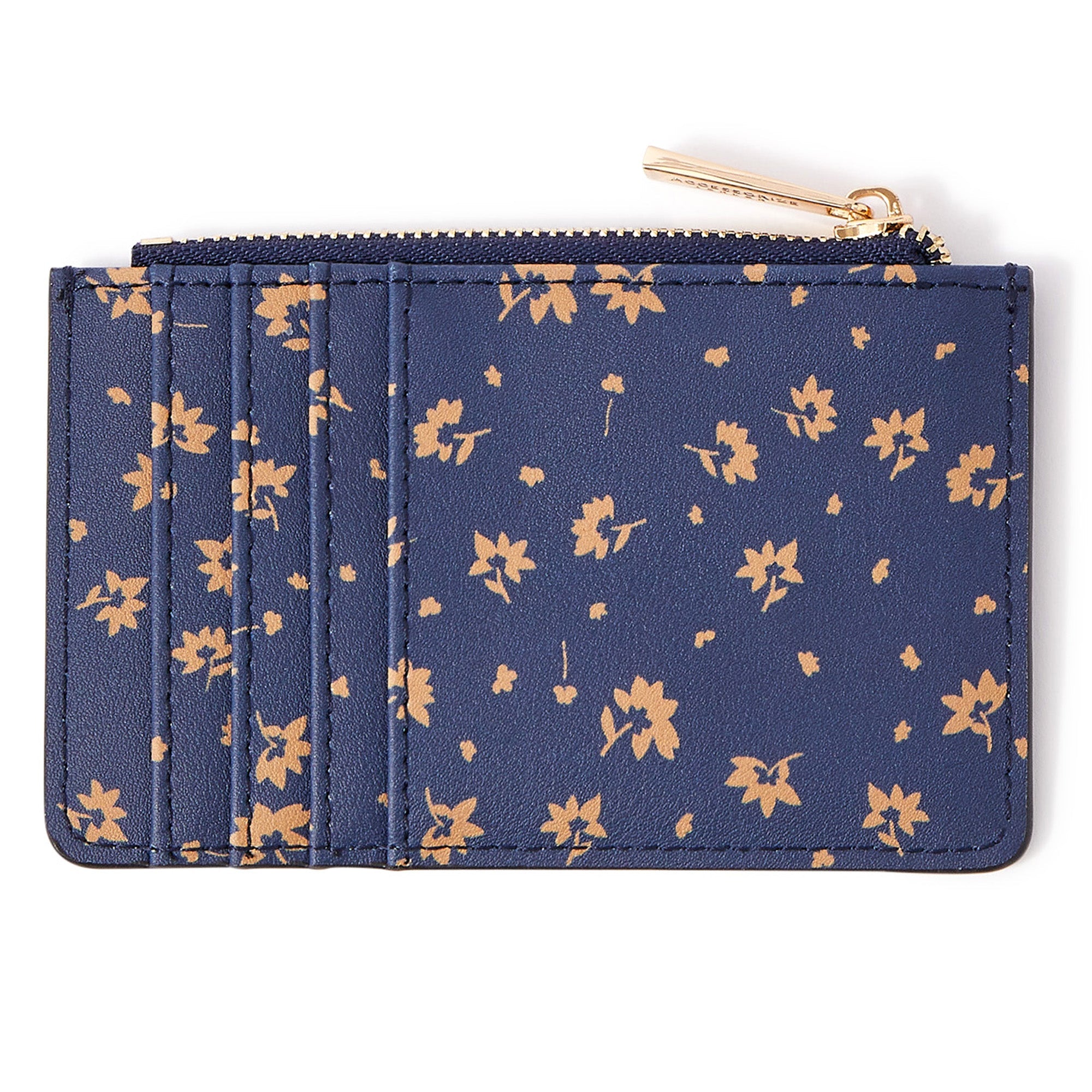 Accessorize London Women's Faux Leather Navy Ditsy Print Cardholder