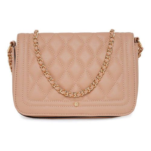 Accessorize London Women's Faux Leather Pink Chryssa Quilted Sling Bag