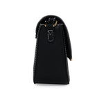 Accessorize London Women's Faux Leather Cotton Black & White Buckle Check Sling Bag