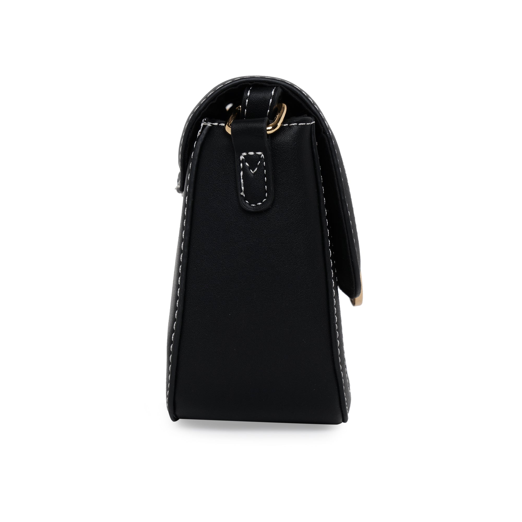 Accessorize London Women's Faux Leather Cotton Black & White Buckle Check Sling Bag