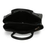 Accessorize London Women'S Faux Leather Black Contrast Stitch Handheld Tote Bag