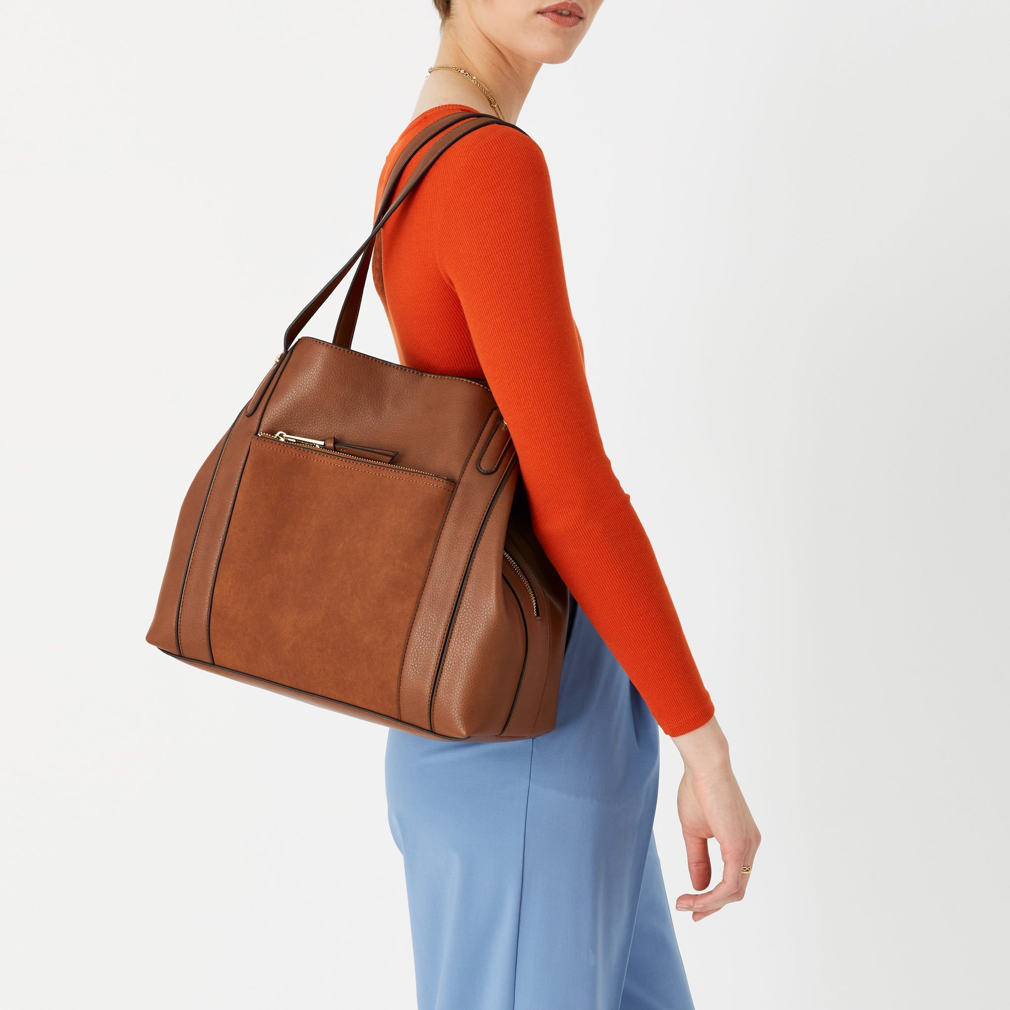 Accessorize London Women's Faux Leather Tan Romeo Shoulder Bag