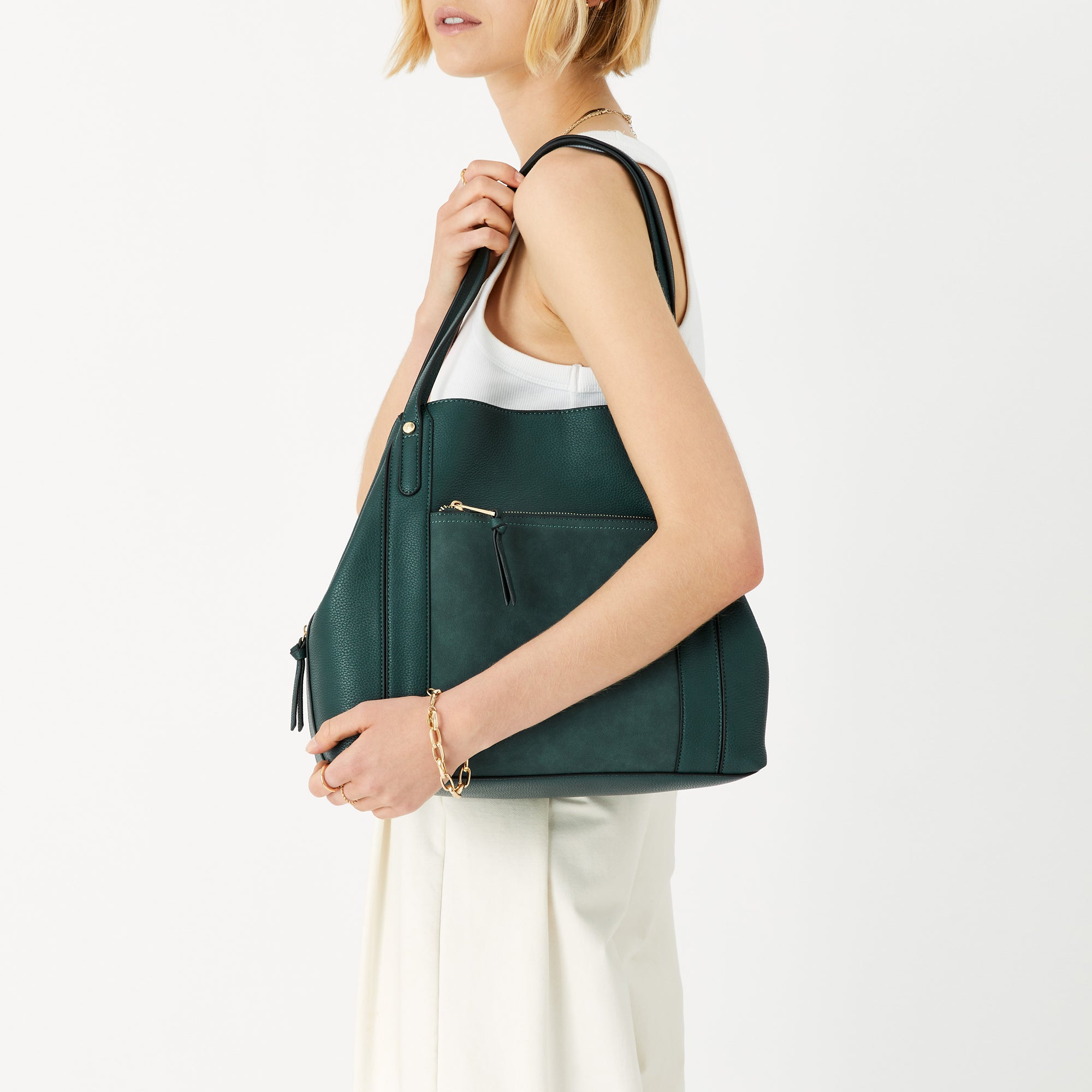 Accessorize London Women's Faux Leather Green Romeo Shoulder Bag