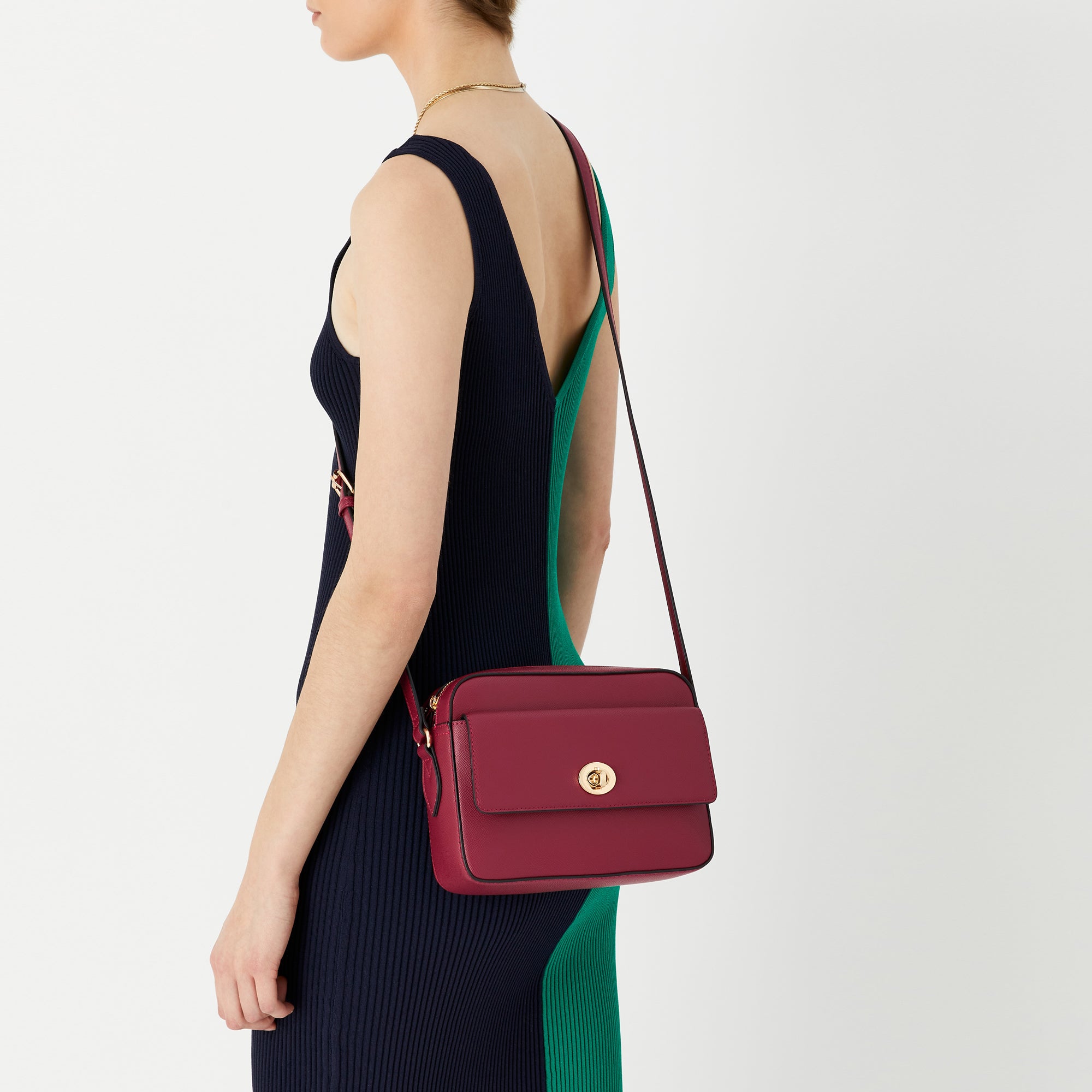 Accessorize London Women's Faux Leather Red Tyler Twistlock Sling Bag