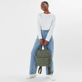 Accessorize London Women's Faux Leather Khaki New Nylon Emmy Backpack