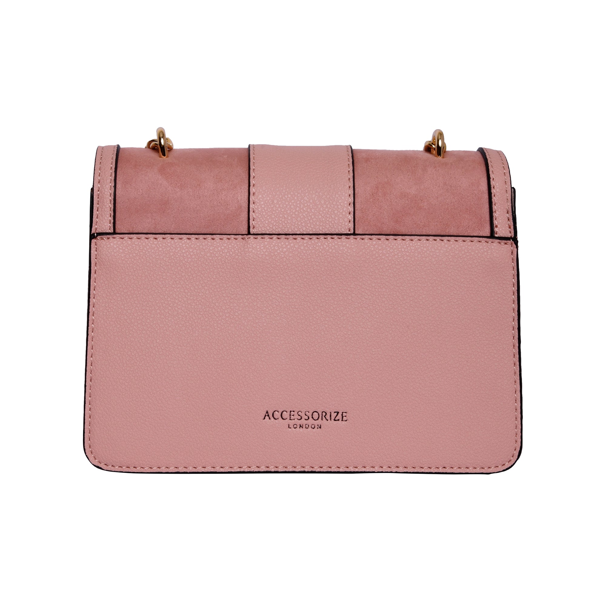 Accessorize London Women's Faux Leather Pink Suedette Chain Sling Bag
