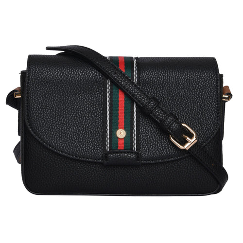 Accessorize London Women's Faux Leather Black Cambridge Sling Bag