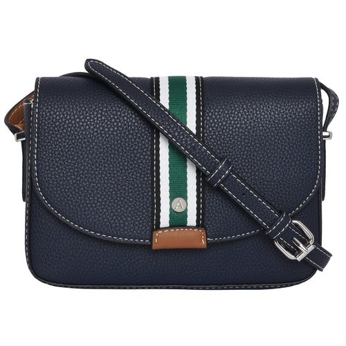 Accessorize London Women's Faux Leather Navy Cambridge Sling Bag