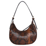 Accessorize London Women's Faux Leather Brown Snake Padlock Shoulder Bag