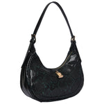 Accessorize London Women's Faux Leather Green Snake Padlock Shoulder Bag