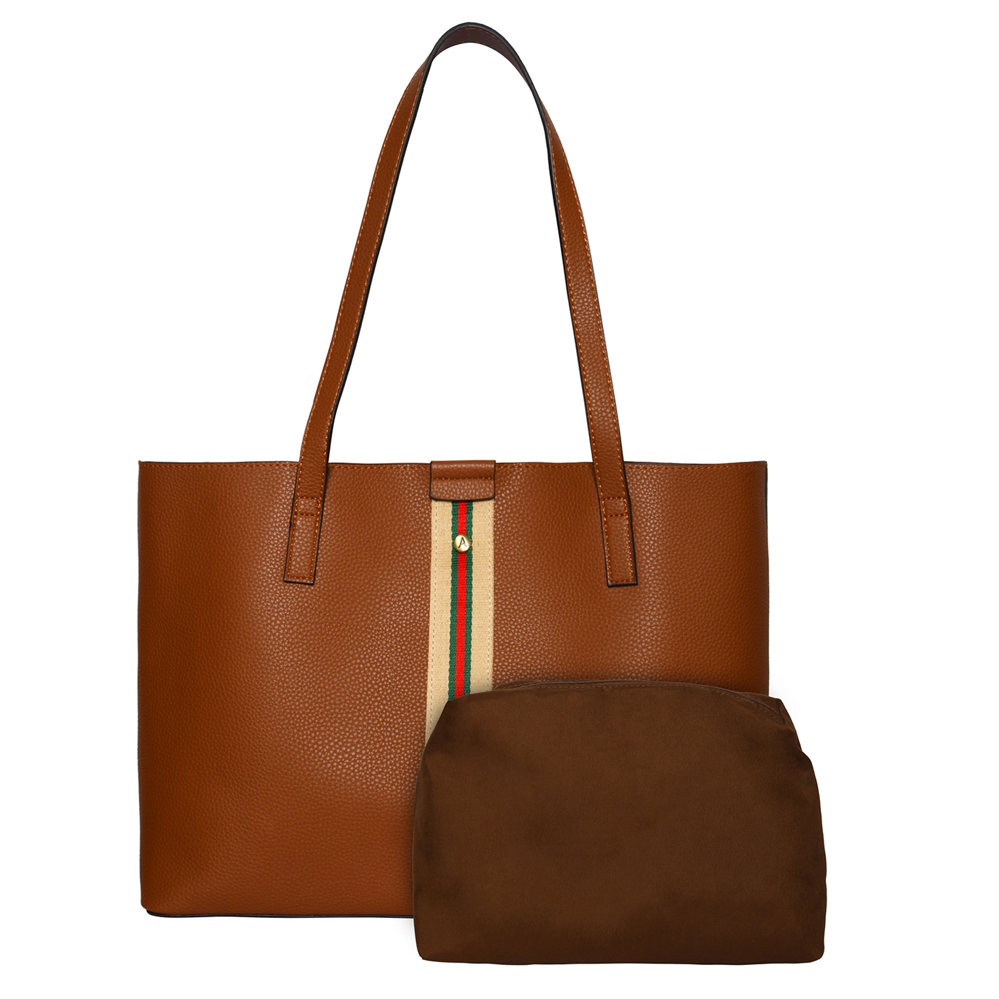 Accessorize London Women's Faux Leather Tan Cambridge Tote Bag