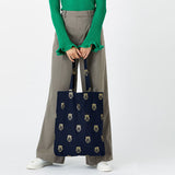 Accessorize London Women's Pure Organic Cotton Navy Owl Foil Print Cotton Shopper Bag