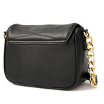 Accessorize London Women's Faux Leather Black Padlock Quilt Sling Bag