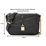 Accessorize London Women's Faux Leather Black Padlock Quilt Sling Bag