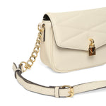 Accessorize London Women's Faux Leather Cream Padlock Sling Bag