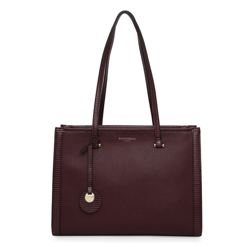 Accessorize London Women's Faux Leather Maroon Rosie Book Tote Bag