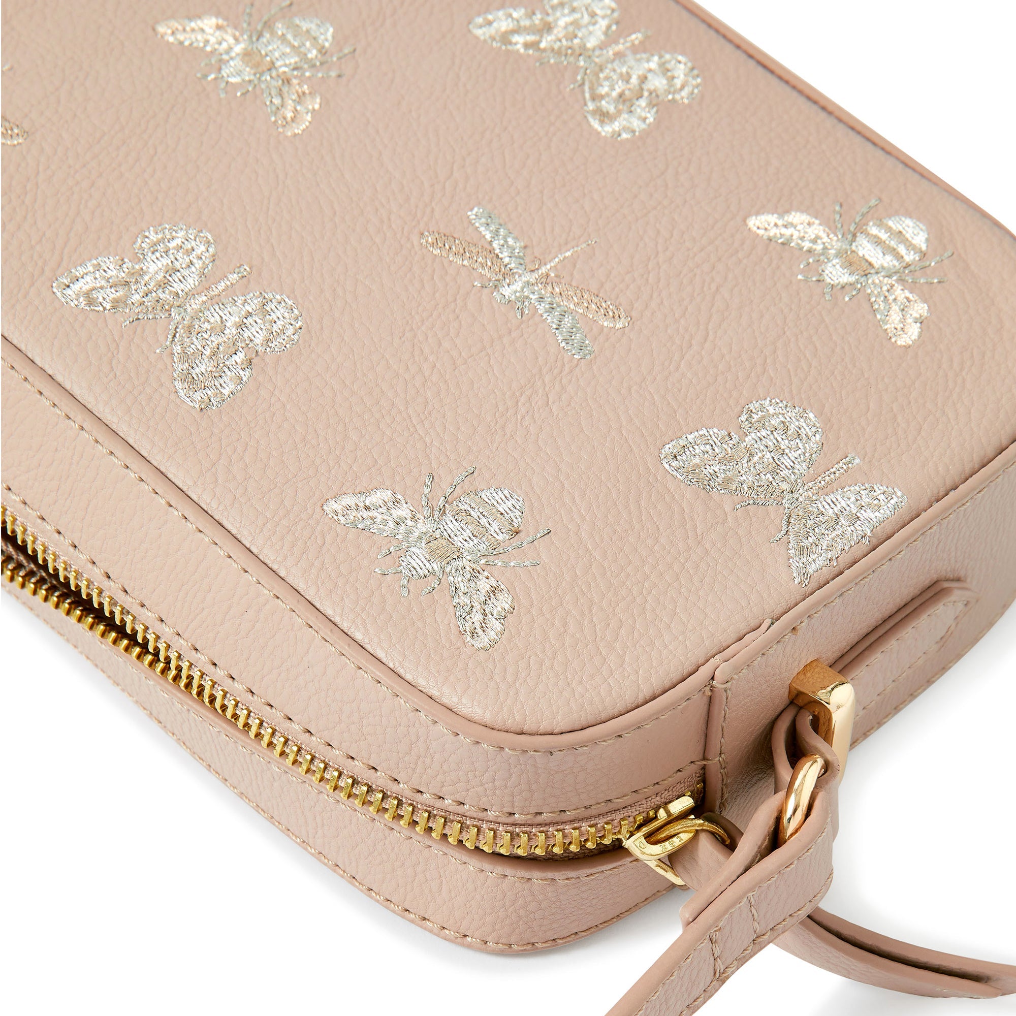 Accessorize London Women's Faux Leather Pink Embroidered Bugs Sling Bag
