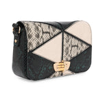 Accessorize London Women's Faux Leather Black & White Patchwork Snake Sling Bag