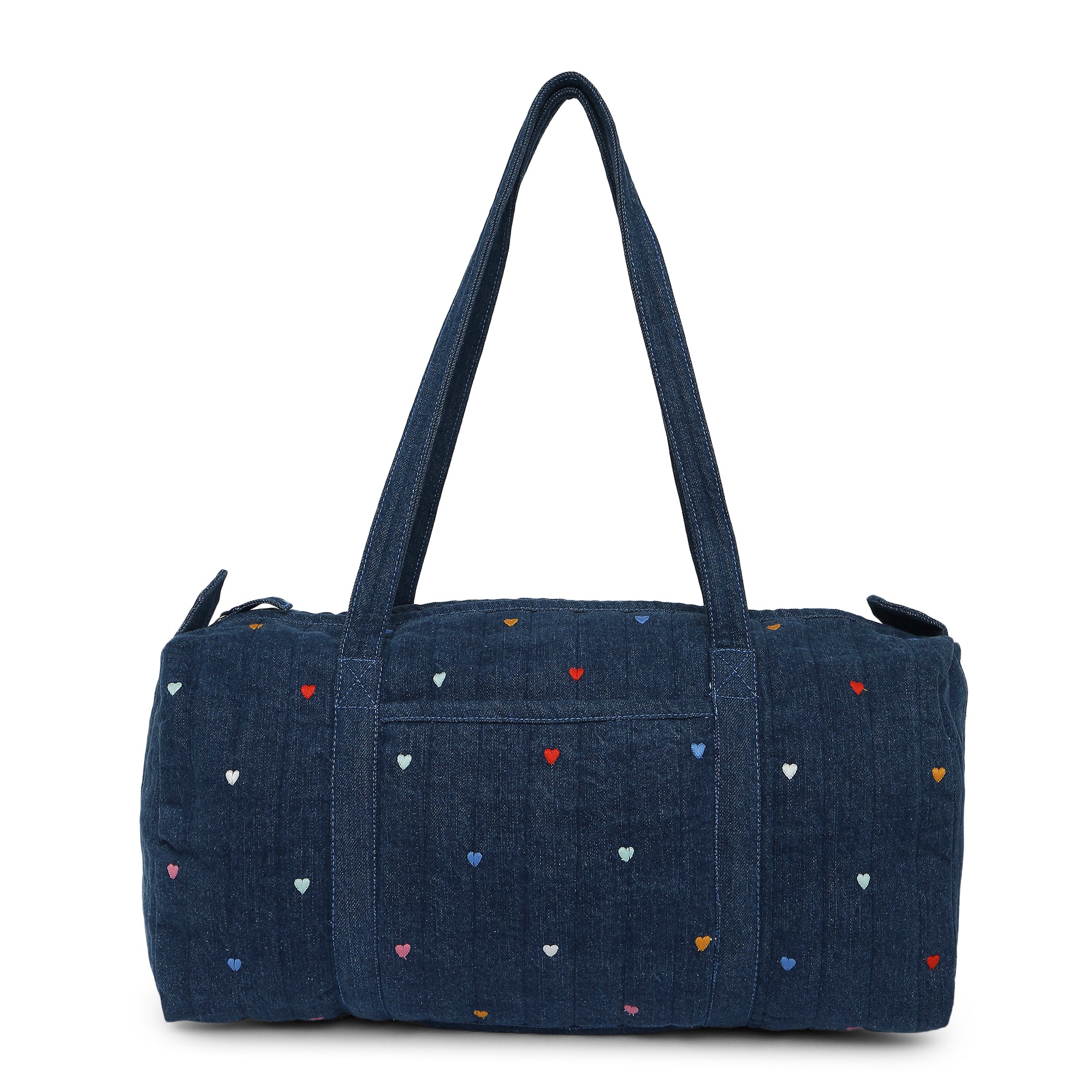 Accessorize London Women's Pure Organic Cotton Blue Denim Heart Weekender Bag