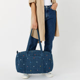 Accessorize London Women's Pure Organic Cotton Blue Denim Heart Weekender Bag