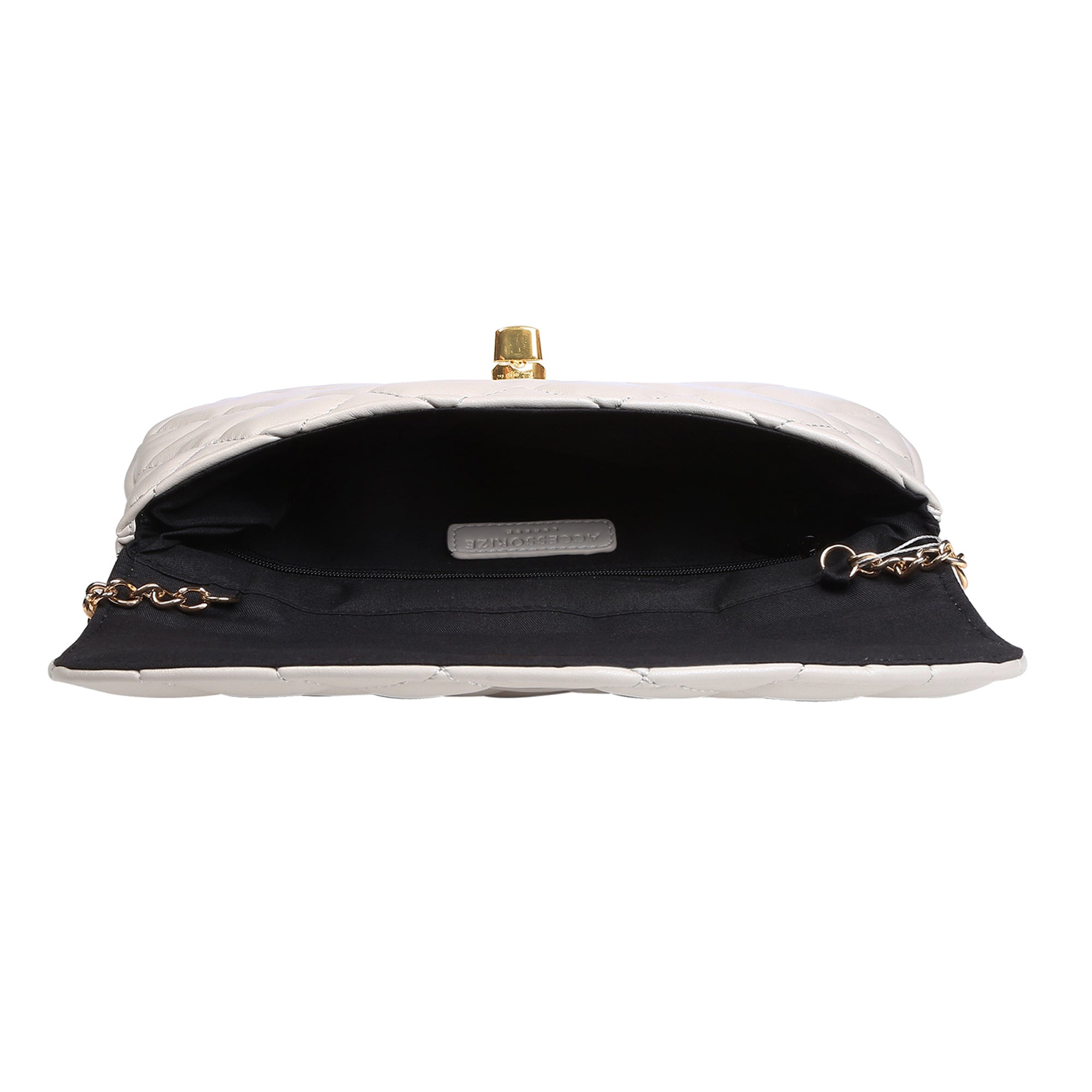 Accessorize London Women's Cream Quilted Clutch