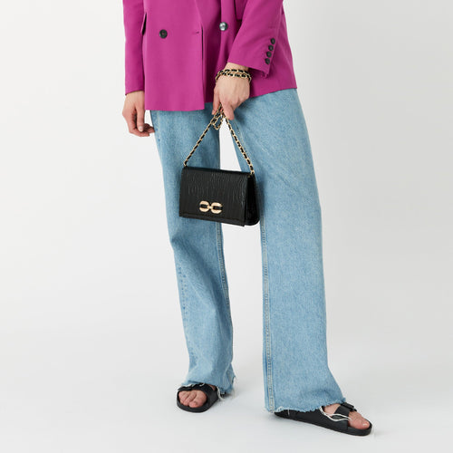 Accessorize London Women's Chain Snaffle Party Bag Black