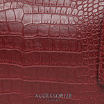 Accessorize London Women's Faux Leather Maroon Carolina Handheld Satchel Bag