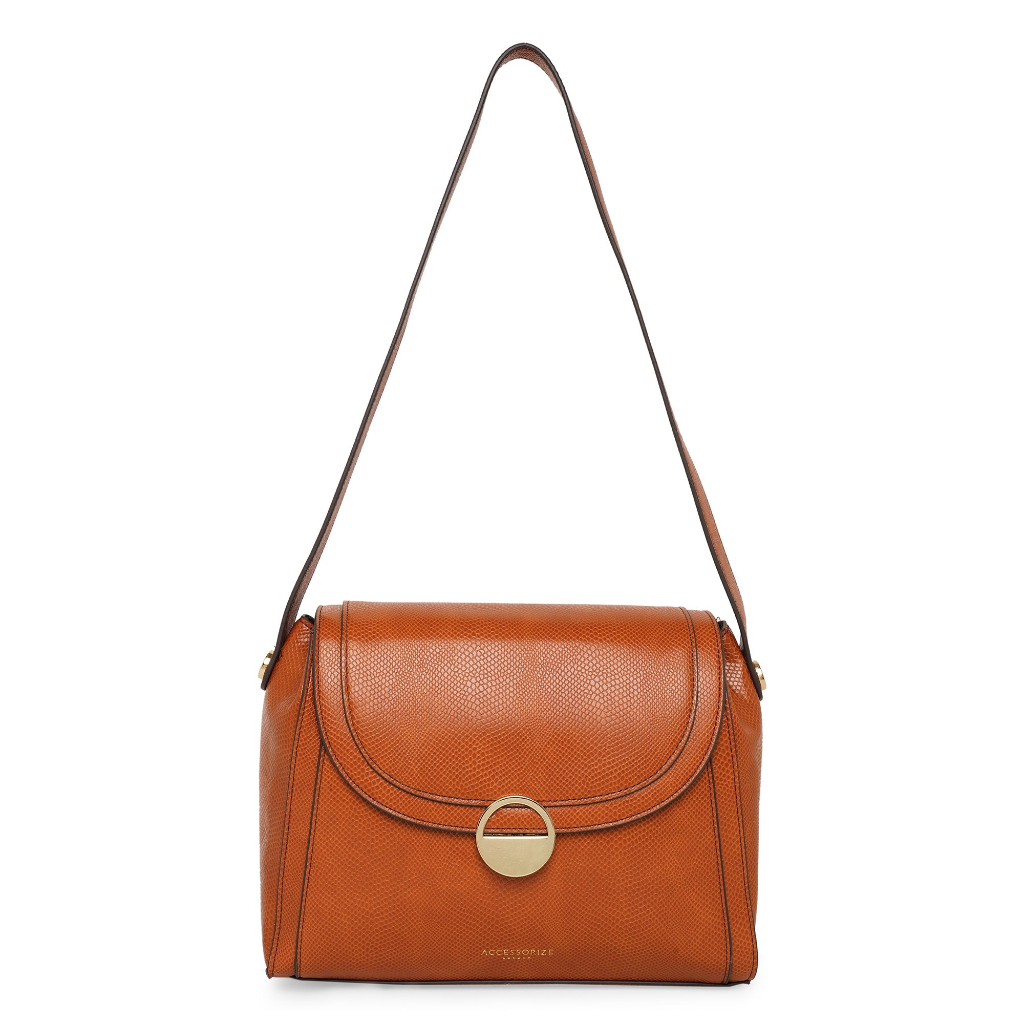Accessorize London Women's Faux Leather Orange Croc Trim Shoulder Sling Bag