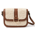 Accessorize London Women's Faux Leather Cream Chloe Faux Shearling Sling Bag