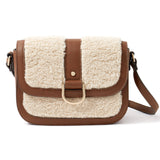 Accessorize London Women's Faux Leather Cream Chloe Faux Shearling Sling Bag