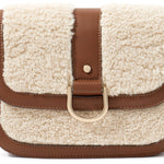 Accessorize London Women's Faux Leather Cream Chloe Faux Shearling Sling Bag