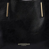 Accessorize London Women's Faux Leather Black Amber Reptile Shoulder