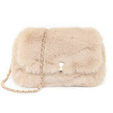 Accessorize London Women's Faux Leather Cream Maya Faux Fur Sling Bag