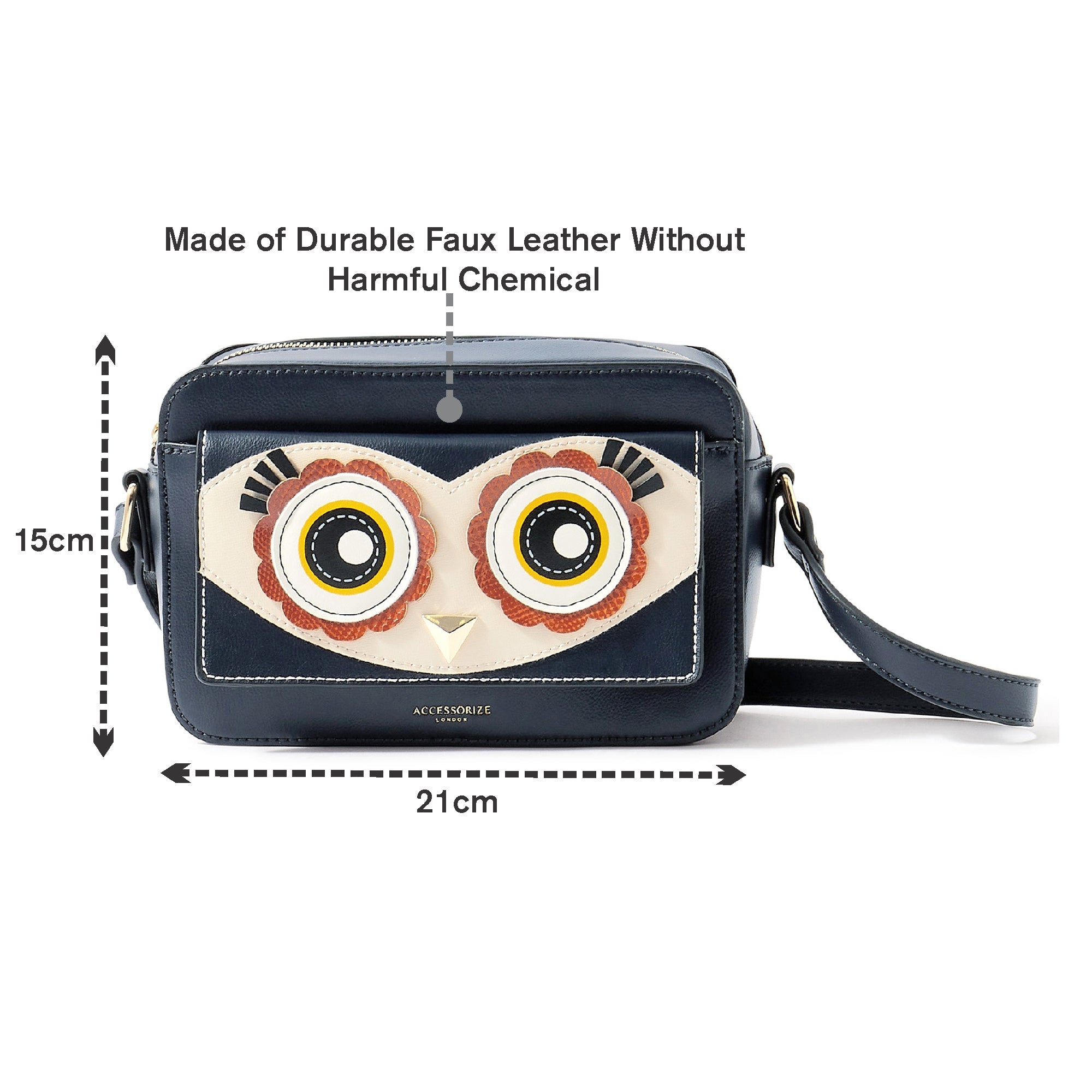 Accessorize London Women's Faux Leather Navy Owl Xbody