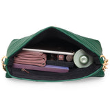 Accessorize London Women's Faux Leather Green Katie Quilted Chain Shoulder Bag