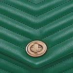 Accessorize London Women's Faux Leather Green Katie Quilted Chain Shoulder Bag